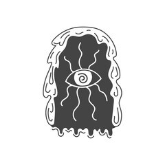 Magical Portal Arch Illustration. Hand drawn celestial Gat. Mystical fairy tale door with occult third eye symbol and melting texture. Vector illustration