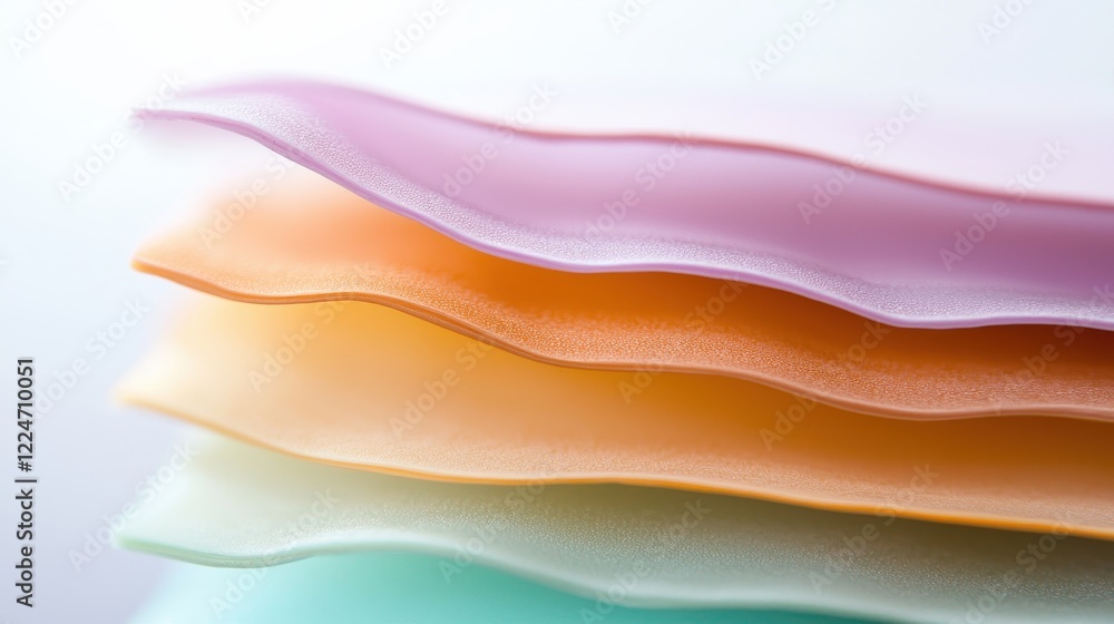 Poster assorted soft colorful wavy sheets stacked together