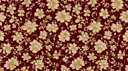 Elegant Gold Floral Pattern on Burgundy Background (1)