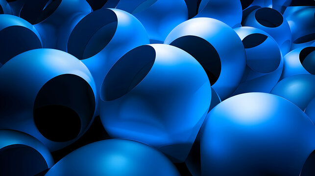 A collection of glossy blue spheres arranged closely together.