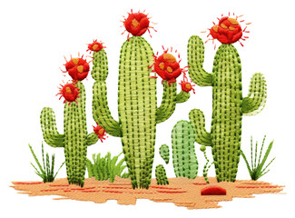 PNG  Cactus in embroidery style plant creativity freshness.