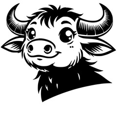 Obraz premium Cheerful buffalo cartoon portrait silhouette