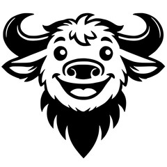Cheerful buffalo cartoon portrait silhouette