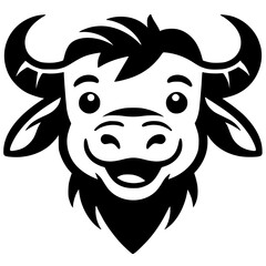 Cheerful buffalo cartoon portrait silhouette