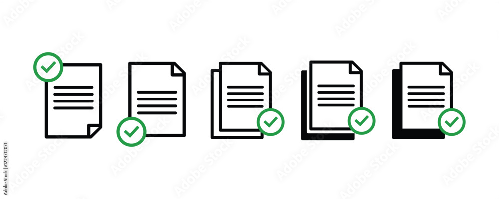 Poster checklist icon set. clipboard checklist or document. checkmark, document, checkbox on paper and more