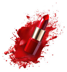 PNG Red lipstick cosmetics splattered magenta.