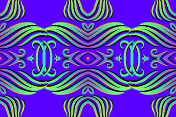 Beautiful classic design colourful background with flower leaf line art pattern of indonesian culture traditional batik	