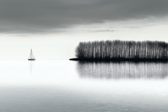 This artwork blends symmetry found in nature with the harmony of soft mist to create a surreal and emotional atmosphere.