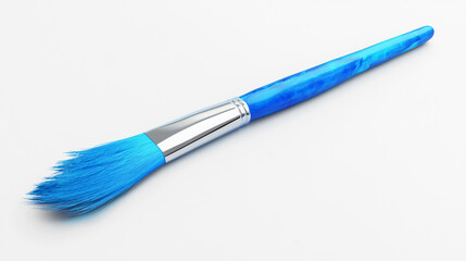 Fototapeta premium Vivid blue paintbrush for artistic creations white backround