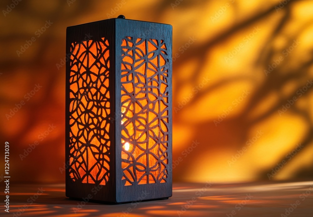 Poster Decorative Lantern with Intricate Patterns Casting Shadows