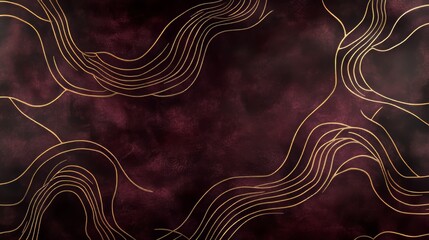 Elegant Gold Lines on Deep Burgundy Background