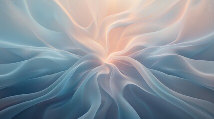 Fototapeta premium A blue and white abstract painting of a wave with a yellow and orange hue