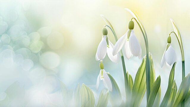 Gentle Spring Illustration for Snowdrop Day: Delicate and Serene Floral Scene