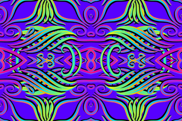 Beautiful classic design colourful background with flower leaf line art pattern of indonesian culture traditional batik	