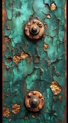 A texture of oxidized copper with vibrant green and turquoise patina.