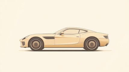Beige sports coupe, side profile illustration.