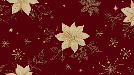 Elegant Gold Poinsettia Holiday Pattern Design
