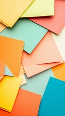 A vibrant composition of colorful paper sheets layered in an abstract arrangement. Perfect for backgrounds or design concepts.