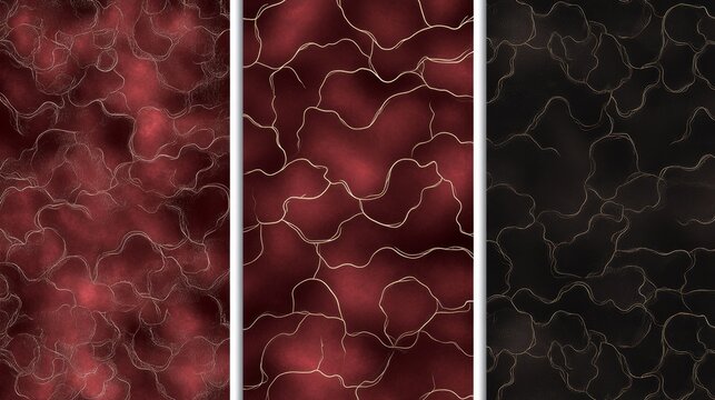 Fototapeta Elegant Gold Veined Abstract Textures Red, Burgundy, Black