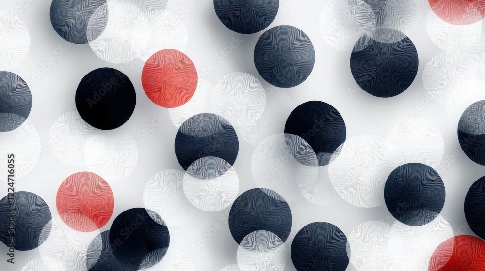 Aufkleber a close up of a pattern of circles in black and white with red