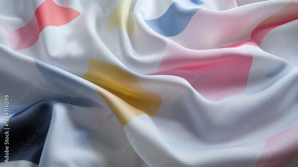 Aufkleber a colorful piece of fabric with a pattern of squares and circles