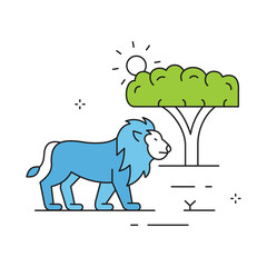 King of Jungle Lion Vector Icon Design