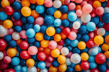 Fototapeta premium Colorful balloons filling the sky at a festive event, creating a vibrant and joyful atmosphere.