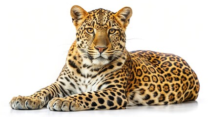 Obraz premium Jaguar Lying Down on White Background