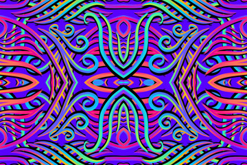 Beautiful classic design colourful background with flower leaf line art pattern of indonesian culture traditional batik	