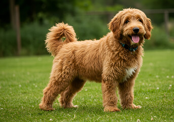 Fototapeta premium golden doodle dog isolated 