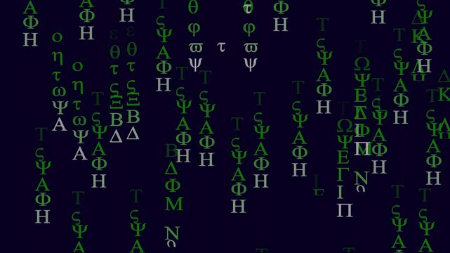 Text and Grids 1006: Rows of symbols and code scroll on a black screen.Stream of cryptic symbols, mysterious message
