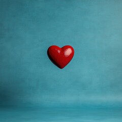 Obraz premium Vibrant Red Heart on Serene Blue Background