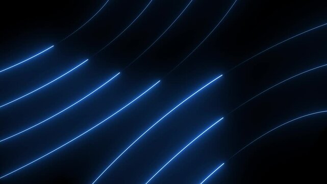 Bright neon blue laser curve line abstract technology background. Seamless loop. 4K