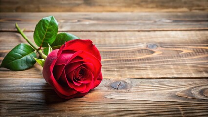 A single red rose with soft petals against a natural wood background, roses, garden inspiration