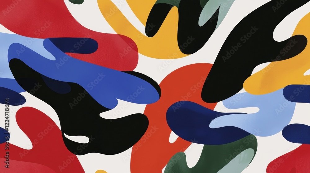Canvas Prints a colorful and abstract painting of a camouflage pattern