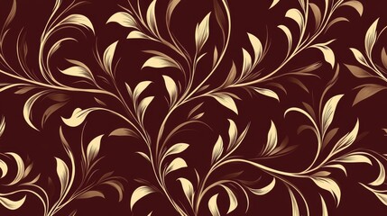 Elegant Golden Floral Design on Dark Brown Background