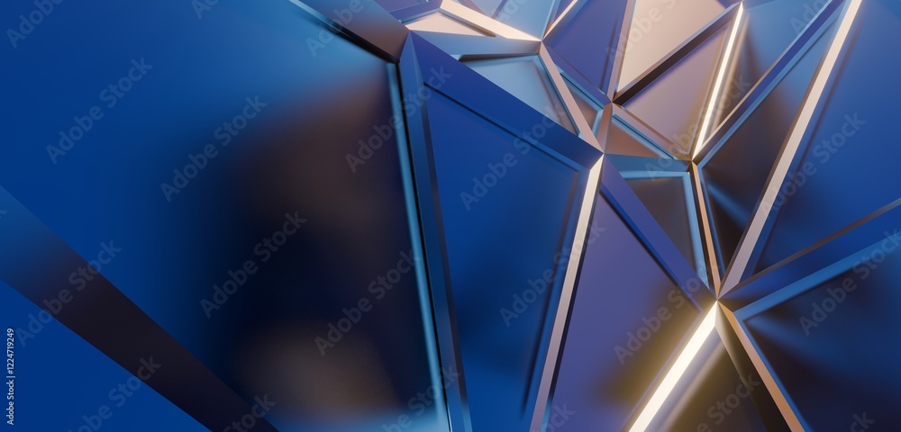 Poster abstract blue geometric pattern background 3d render