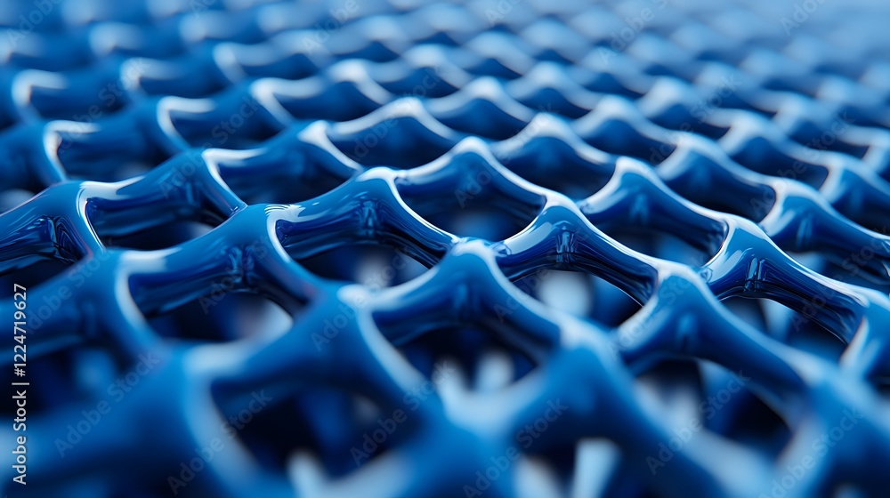 Poster a blue mesh of many small blue dots. the dots are connected to each other in a pattern