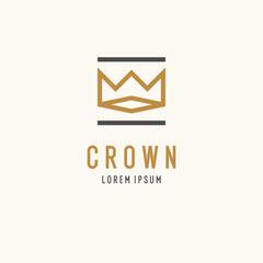 Fototapeta premium The linear image of the crown. Isolated vector emblem. Illustration in simple flat style.