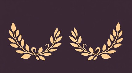 Elegant Golden Laurel Wreaths Design Elements