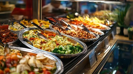 Obraz premium A variety of food items are displayed in an appetizing way