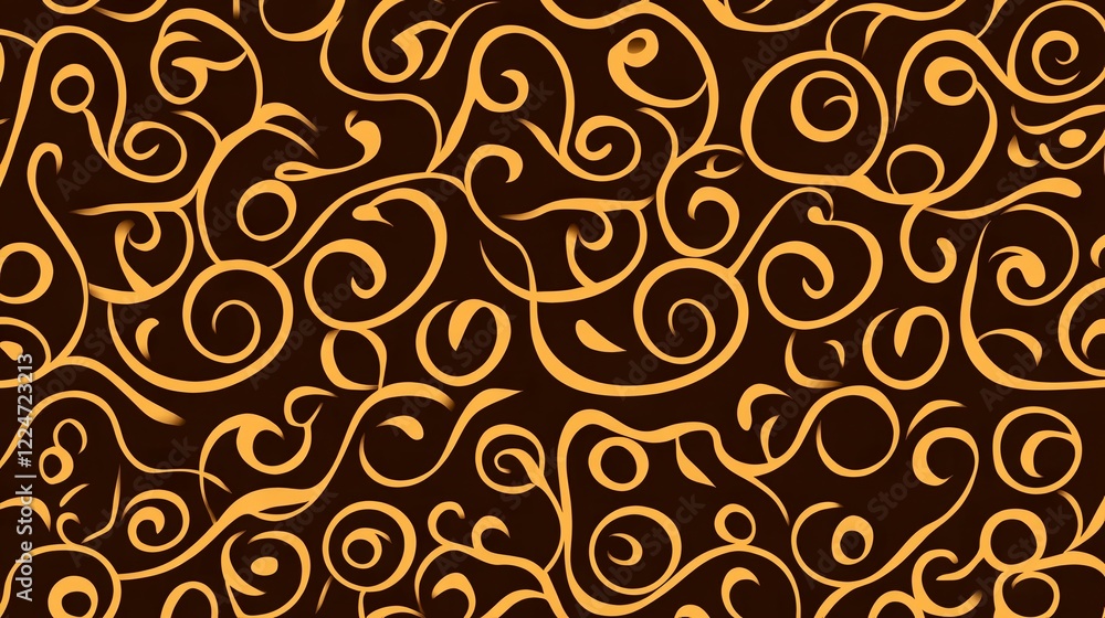 Poster elegant golden swirl pattern on dark background