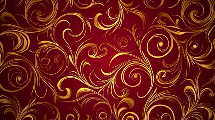 Elegant Golden Swirls on Red Background Design (1)