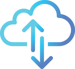 Cloud upload and download vector icon with gradient color. Cloud icon symbol with up and down arrows. Vector illustration