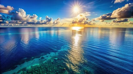 Serene Ocean Panorama: Aerial View of Calm Water Surface