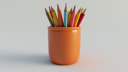 a cute pot of colored pencils