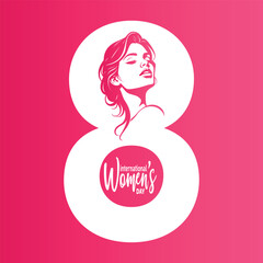 number 8 women's day typography design for celebration and equality movement