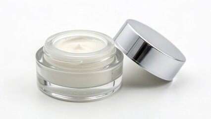 Facial Cream in Glass Jar with Silver Lid