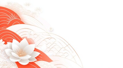 Obraz premium Elegant Lotus Blossom in Japanese Wave Design