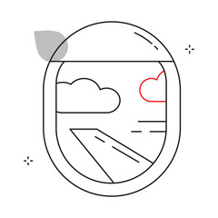 Airplane Window Horizon View Vector Icon Design